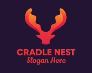 Red Orange Moose Antlers logo design