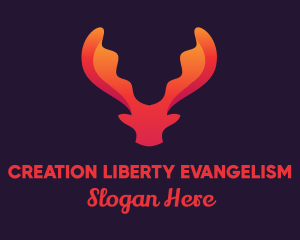 Red Orange Moose Antlers logo design