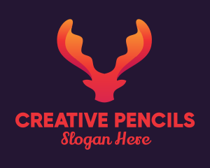 Red Orange Moose Antlers logo design