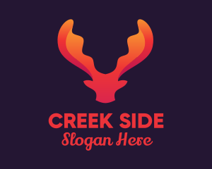 Red Orange Moose Antlers logo design