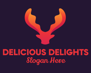 Red Orange Moose Antlers logo design