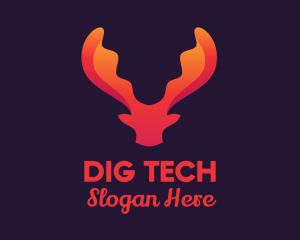 Red Orange Moose Antlers logo design