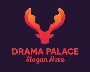 Red Orange Moose Antlers logo design