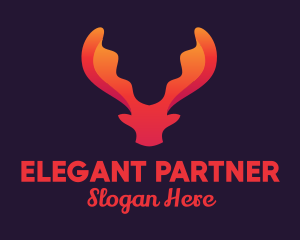 Red Orange Moose Antlers logo design