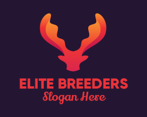 Red Orange Moose Antlers logo design