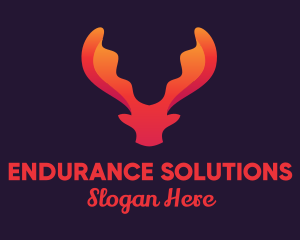 Red Orange Moose Antlers logo design