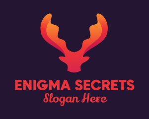 Red Orange Moose Antlers logo design