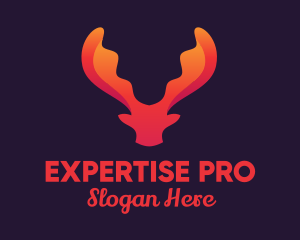 Red Orange Moose Antlers logo design