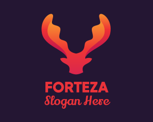 Red Orange Moose Antlers logo design