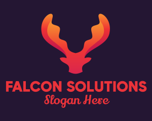 Red Orange Moose Antlers logo design