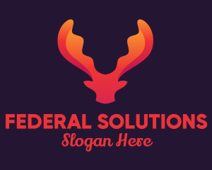 Red Orange Moose Antlers logo design