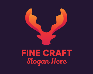 Red Orange Moose Antlers logo design