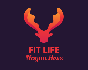 Red Orange Moose Antlers logo design