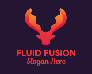 Red Orange Moose Antlers logo design