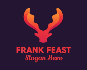 Red Orange Moose Antlers logo design