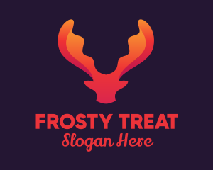 Red Orange Moose Antlers logo design