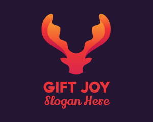 Red Orange Moose Antlers logo design