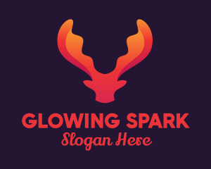 Red Orange Moose Antlers logo design