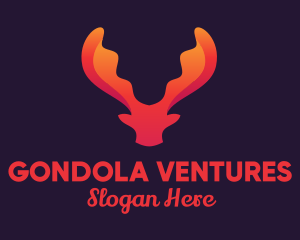 Red Orange Moose Antlers logo design