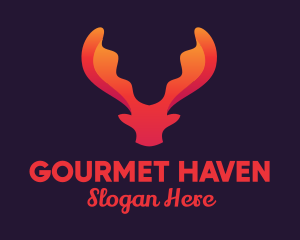 Red Orange Moose Antlers logo design