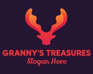 Red Orange Moose Antlers logo design