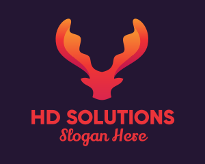 Red Orange Moose Antlers logo design