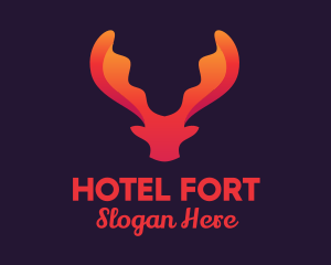 Red Orange Moose Antlers logo design