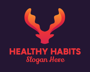 Red Orange Moose Antlers logo design