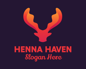 Red Orange Moose Antlers logo design