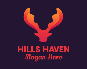 Red Orange Moose Antlers logo design