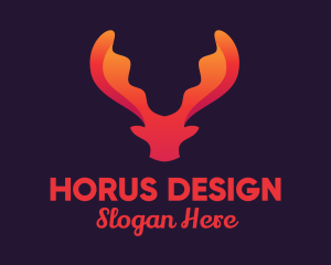 Red Orange Moose Antlers logo design