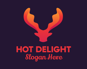 Red Orange Moose Antlers logo design