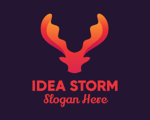 Red Orange Moose Antlers logo design