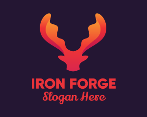 Red Orange Moose Antlers logo design