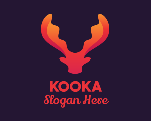 Red Orange Moose Antlers logo design