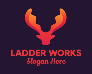 Red Orange Moose Antlers logo design