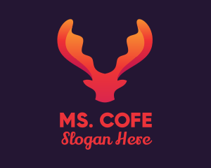 Red Orange Moose Antlers logo design