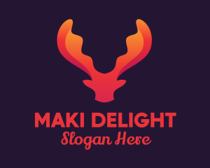 Red Orange Moose Antlers logo design