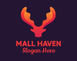 Red Orange Moose Antlers logo design