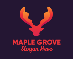 Red Orange Moose Antlers logo design