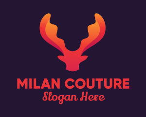 Red Orange Moose Antlers logo design