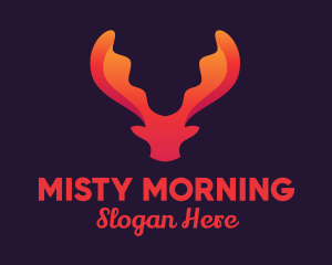 Red Orange Moose Antlers logo design