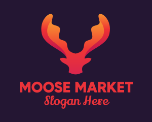 Red Orange Moose Antlers logo design