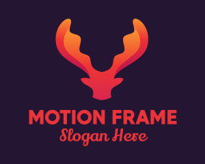 Red Orange Moose Antlers logo design