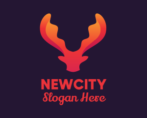 Red Orange Moose Antlers logo design