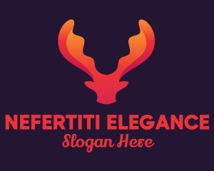 Red Orange Moose Antlers logo design