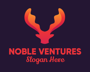 Red Orange Moose Antlers logo design