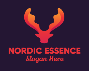 Red Orange Moose Antlers logo design