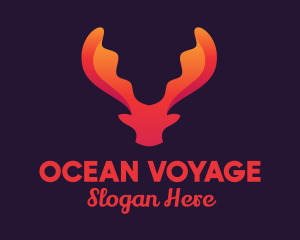 Red Orange Moose Antlers logo design