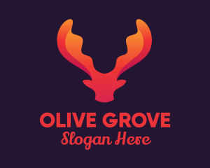 Red Orange Moose Antlers logo design